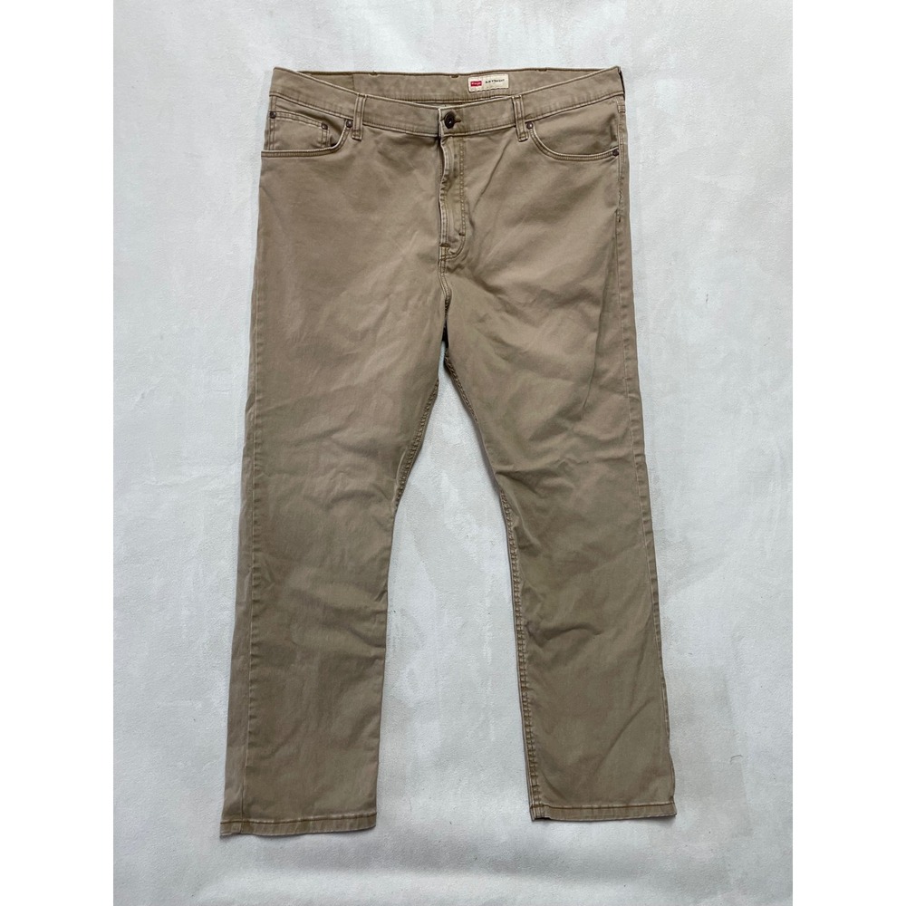 Wrangler Slim Straight Khaki Pants Mens Beige 40x31 Premium Quality